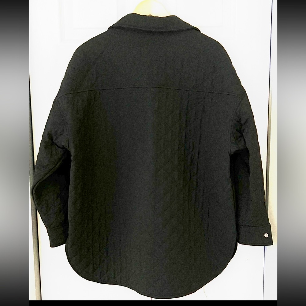 Quilted Button-Front Shacket Jacket - Black - Picture 5 of 6